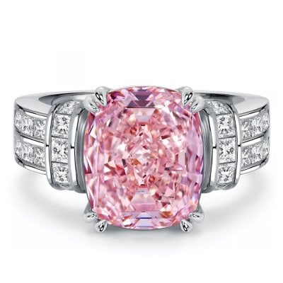 Italo Unique Double Prong Pink Sapphire Cushion Cut Engagement Ring For Women