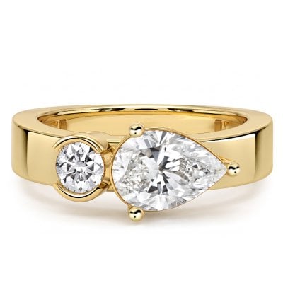 Italo Toi Et Moi Half Bezel Round & Pear Cut Engagement Ring