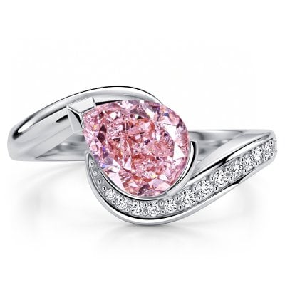 Italo Bypass Pear Cut Pink Sapphire Engagement Ring For Women
