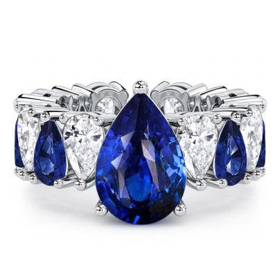 Italo Eternity Blue Sapphire Pear Cut Engagement Ring For Women Promise Ring