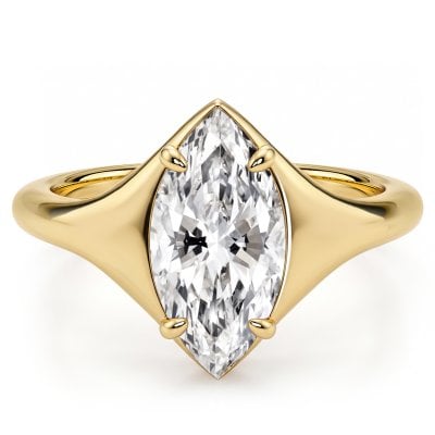 Italo Golden East West Solitaire Marquise Engagement Ring For Women