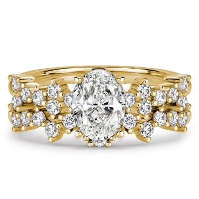 Italo Dainty Waterfall Oval Cut Engagement Ring Set Bridal Set