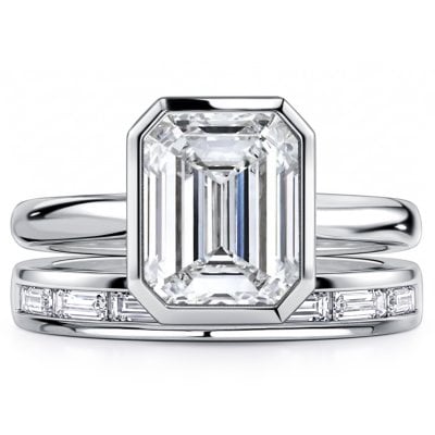Italo Bezel Setting Radiant Cut Engagement Ring Sets For Women