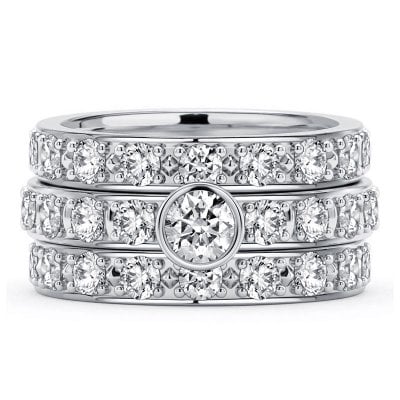 Italo Bezel Setting Ring Guard Enhancer Wedding Set For Women