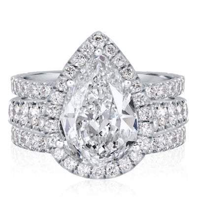 Pear Shaped Wedding Band Set