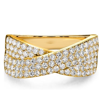 Italo Micro Pave Setting Crossover Ring Criss-Cross Wedding Band