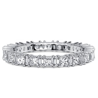 Italo Princess & Baguette Cut Eternity Wedding Band For Women