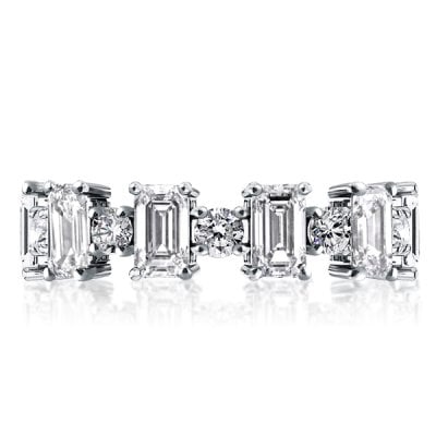 Emerald & Round Alternating Wedding Band