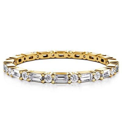 Italo Baguette Cut Eternity Wedding Band Dainty Wedding Band