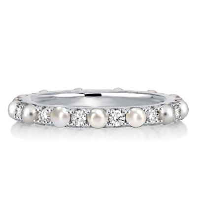 Italo Eternity Pearl Wedding Band For Women