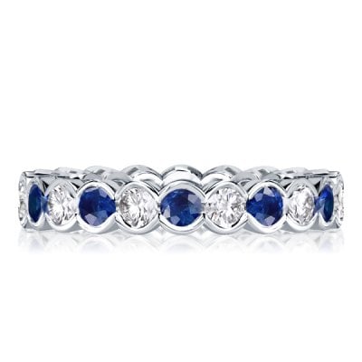 Alternating White & Blue Sapphire Eternity Wedding Band