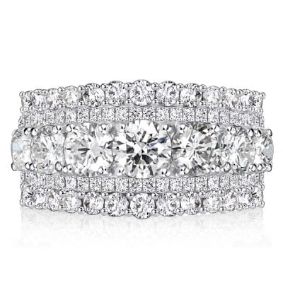 Italo Multi Row Half Eternity Wedding Band Anniversary Ring