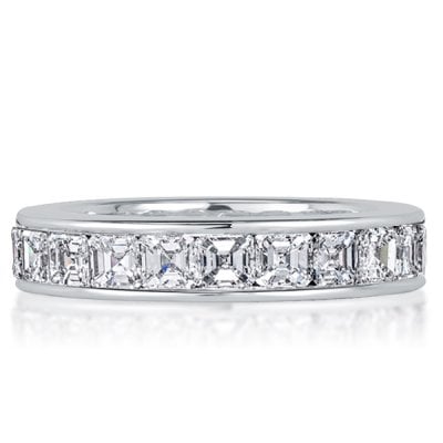 Asscher Cut White Sapphire Eternity Wedding Band For Women 