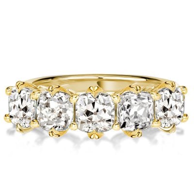 Five Stone Cushion Cut Wedding Band For Women