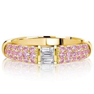 Italo Micro Pave Baguette Pink Stone Half Eternity Wedding Band