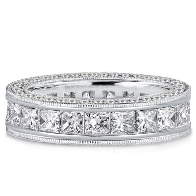 Italo Princess Cut Eternity Wedding Band Channel Set Band Ring