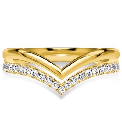 Italo White Sapphire Chevron Wedding Band Chevron Ring Classic