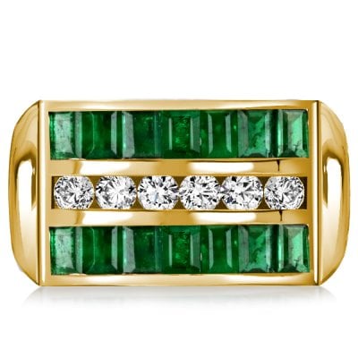 Italo Golden Emerald Ring Emerald Half Eternity Band