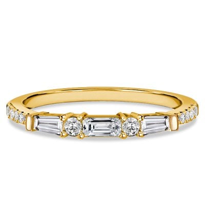 Italo Baguette & Round Cut Half Eternity Wedding Band Classic