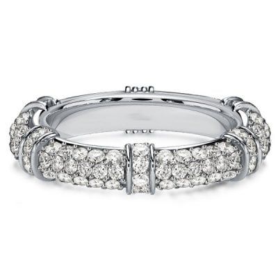 Italo Round Cut Micro Pave Eternity Wedding Band Anniversary Rings