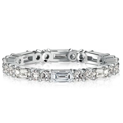 Italo Double Round & Baguette Cut Eternity Ring Classic Band