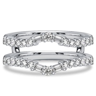 Italo Curved Baguette & Round Cut Ring Guard Ring Enhancer