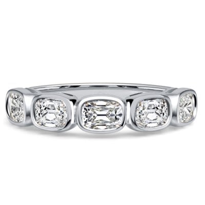 Italo Bezel Set Five Stone Cushion Cut Half Eternity Wedding Band For Women