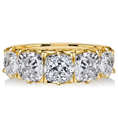 Italo Five Stone Cushion Cut Half Eternity Band Anniversary Rings