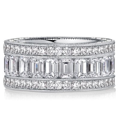 Italo Channel Set Emerald Cut Eternity Band For Women
