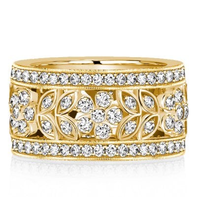 Italo Golden Floral Filigree Eternity Band Vintage Wedding Band For Women