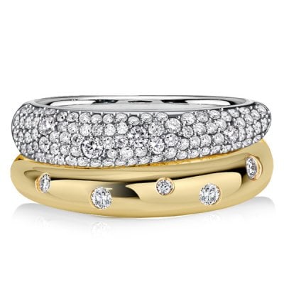 Italo Unique Double Band Ring White Sapphire Bands Anniversary