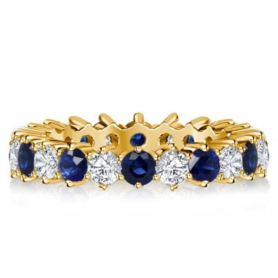 Italo Golden Blue & White Sapphire Thin Wedding Band