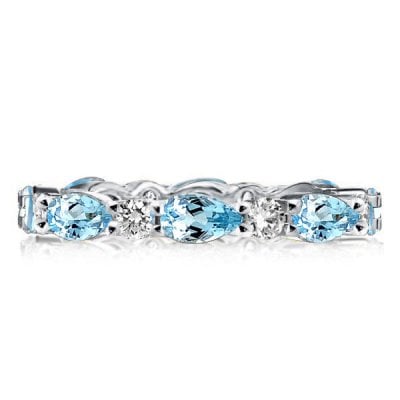 Italo Pear Shaped Aquamarine Silver Eternity Band