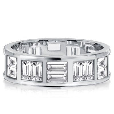 Italo Baguette Cut Eternity Band For Women Silver Wedding Bands