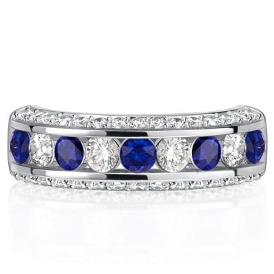 Italo 3-Sided White & Blue Sapphire Half Eternity Band