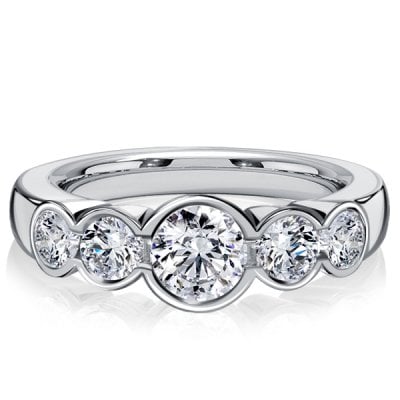 Italo Bezel Set Five Stone Engagement Ring Promise Ring