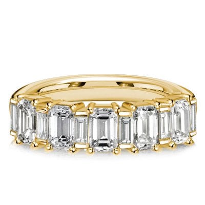 Italo Golden Baguette Cut Half Eternity Band Anniversary Rings