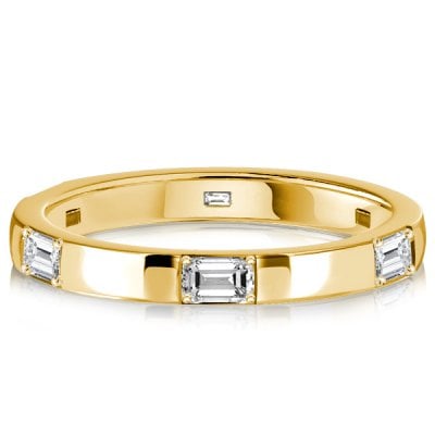 Italo Golden Emerald Cut Eternity Band For Women Stackable Ring