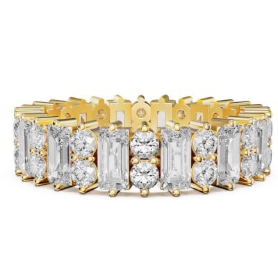 Italo Baguette & Round Cut Eternity Wedding Band For Women Anniversary Rings