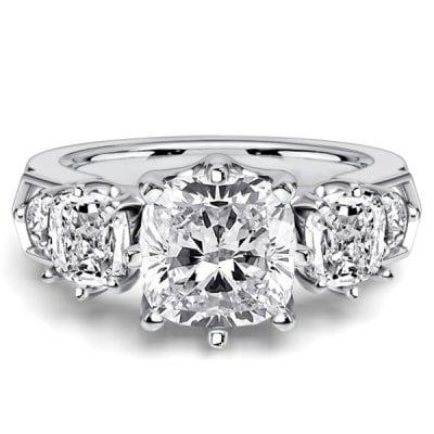 Italo Five Stone Cushion Cut Engagement Ring 2.5 Carat Ring