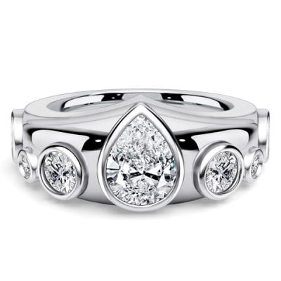 Italo Bezel Setting Pear & Round Cut Half Eternity Band For Women