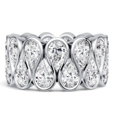 Italo Multi Row Bezel Set Pear Cut Eternity Wedding Band For Women