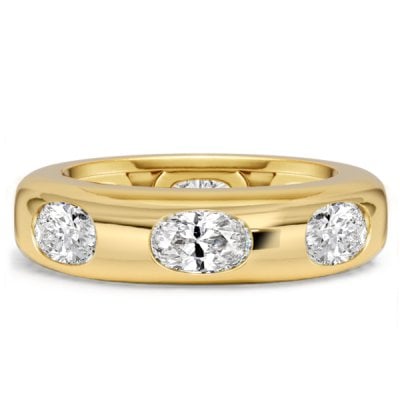 Italo Flush Setting Oval Cut Eternity Wedding Band For Women