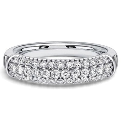 Italo Triple Row Micro Pave Round Cut Half Eternity Band For Women