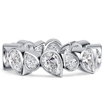 Italo Bezel Setting Pear Cut Eternity Wedding Band For Women