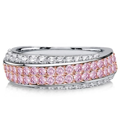 Italo Two Tone Micro Pave White & Pink Sapphire Band Ring