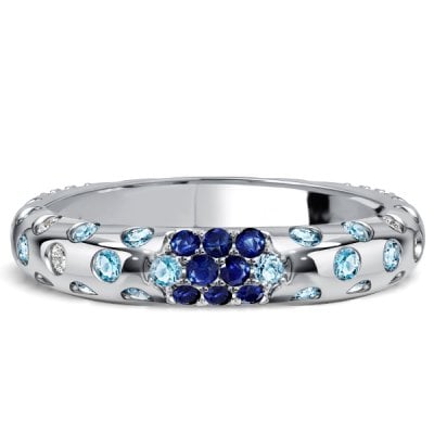 Italo Infinity Round Cut Blue Sapphire Eternity Wedding Band For Women