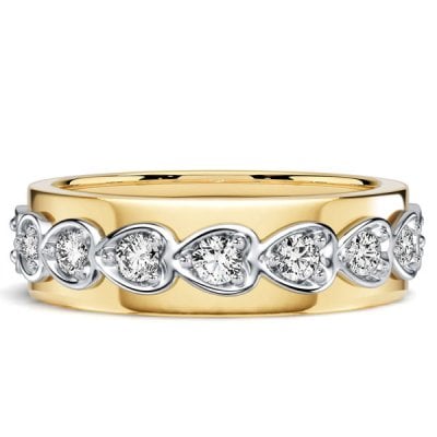 Italo Two Tone East West Round Cut Eternity Wedding Band For Women