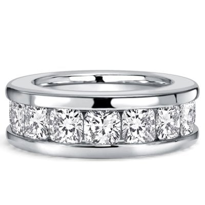 Italo Channel Set 3.5 MM Cushion Cut Eternity Wedding Band For Women