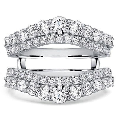 Italo Crown Round Cut Ring Guard Enhancer Wedding Band For Women
